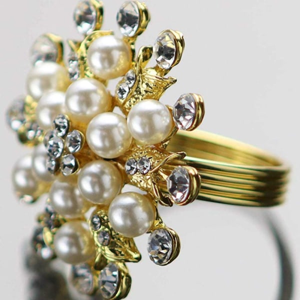 12 delar flower pearl diamant servettring hållare, används för w