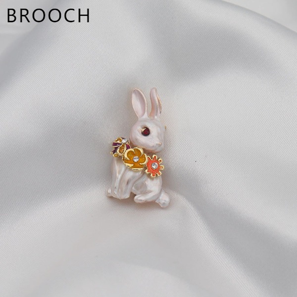 Påsk-Kristall Emalj Kanin Brosch