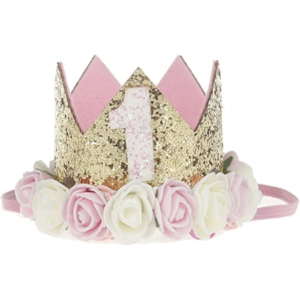 Baby Crown Hat (Pink and White Flowers "1") Ferie fødselsdag Par