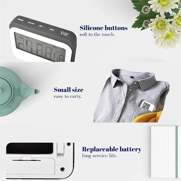 Digital Timer Alarmklocka Kök Timer Stor LED-display Magnet