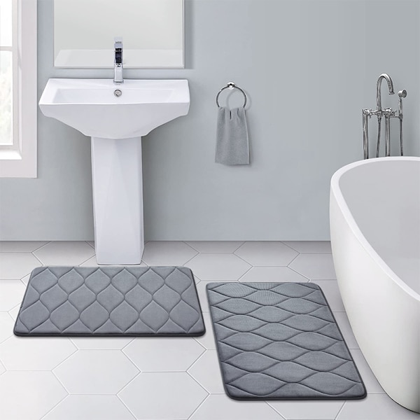 Badeværelsesmåtter i memory foam, ultra bløde & skridsikre bademåtter, vand