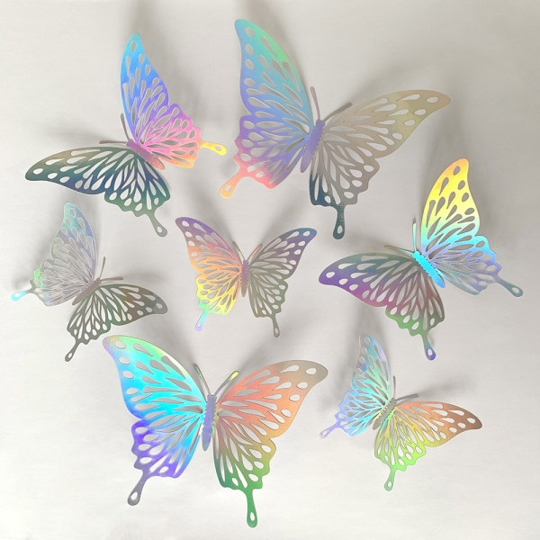 B-60 kpl 3D hopea perhosseinätarrat, holografinen hopea