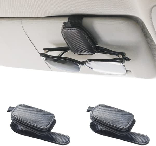 2-pack Solglasögonhållare för bilvisir - Magnetisk läder