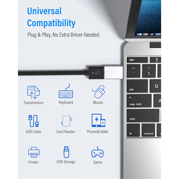 USB C til USB 3.1 OTG-adapter (3-pakning), USB Type C hann til USB A