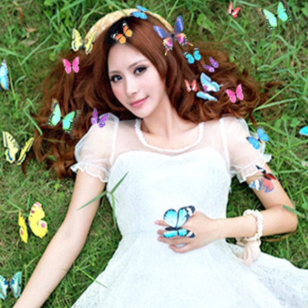 24 kpl Butterfly hiusklipsit 3D värikkäät Butterfly Barrettes C