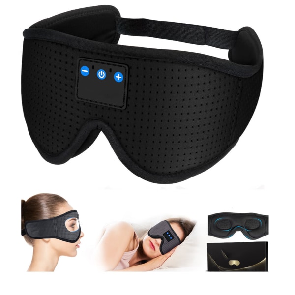 Ett sett (svart) Bluetooth sovemaske hodetelefoner, 3D konturert Sl