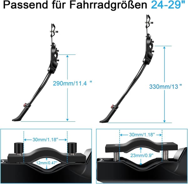 Cykelstativ, Sidestaff til cykel Universal Aluminiumlegering