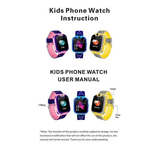 (Pink) Lasten watch SIM-korttipaikalla IP67 Vedenpitävä SOS Ca