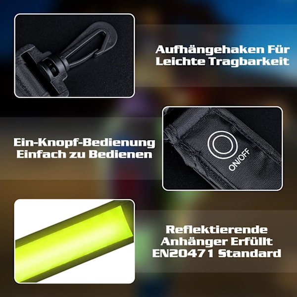 (Keltainen) 6 kpl Heijastava LED-vilkkuva valopussin riipus - 3 LED-tilaa - Turvavalo - R