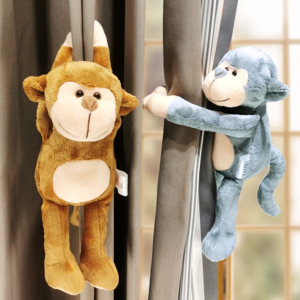 Tegnefilm Animal Curtain Tiebacks sæt med 2, langhalet abe, barn