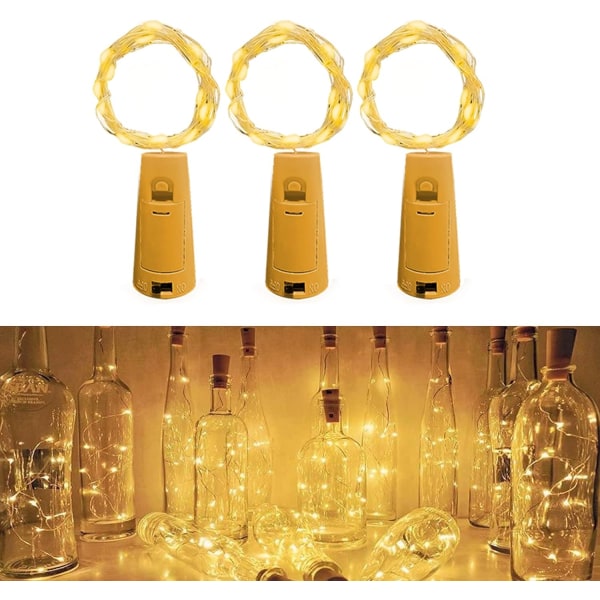 LED-flaskelys, [3 stykker] 2m 20 LED'er til flaske, LED Bo