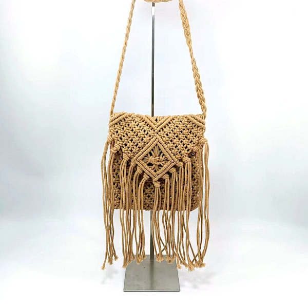 Korsblommig tofs dam crossbody väska, vintage mini tofs cot