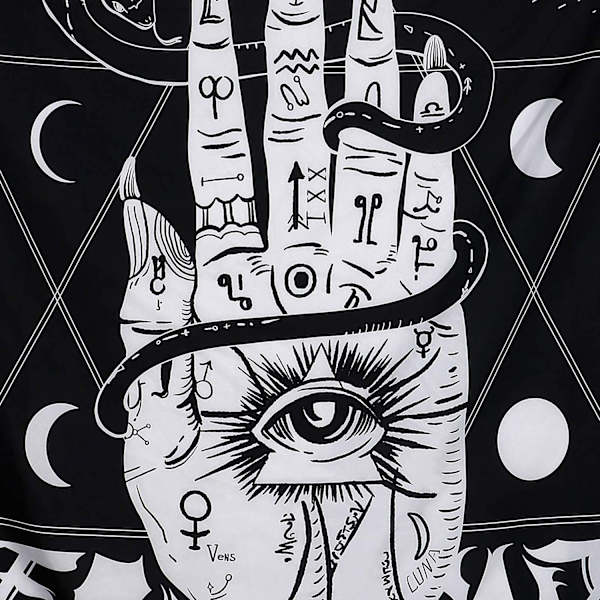 Tarot-seinätekstiili, tähti- ja kuutaivas, seinävaate, astrologia, käsi