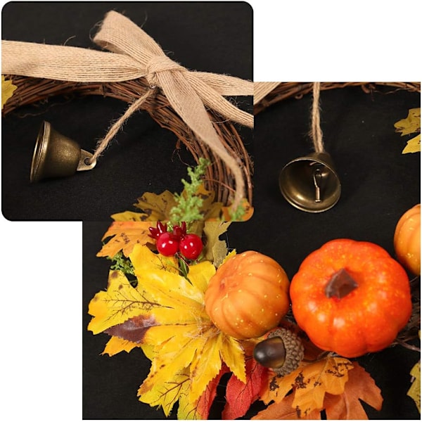 Kunstig Halloween Krans Efterår Dør Ahorn Blad Græskar Krans