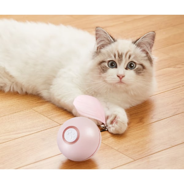 Pink interaktivt kattelegetøj, smart selvroterende hoppebold til