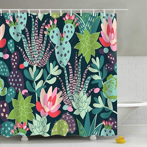 Bathroom Shower Curtain (Tropical Plants 180*180cm) With Hook, M