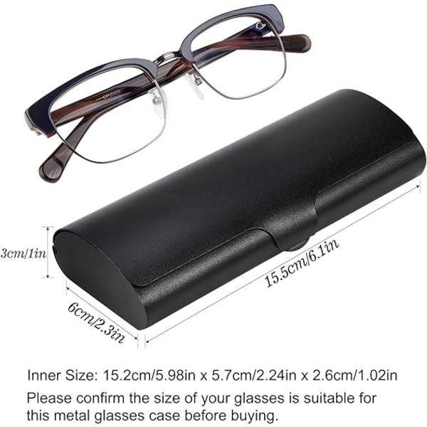 Aluminiums brilleetui, metal hårdt etui sorte læsebriller til