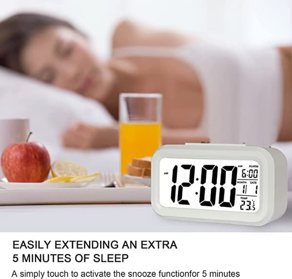 1 st digital väckarklocka (vit), LED-väckarklocka med Tempera
