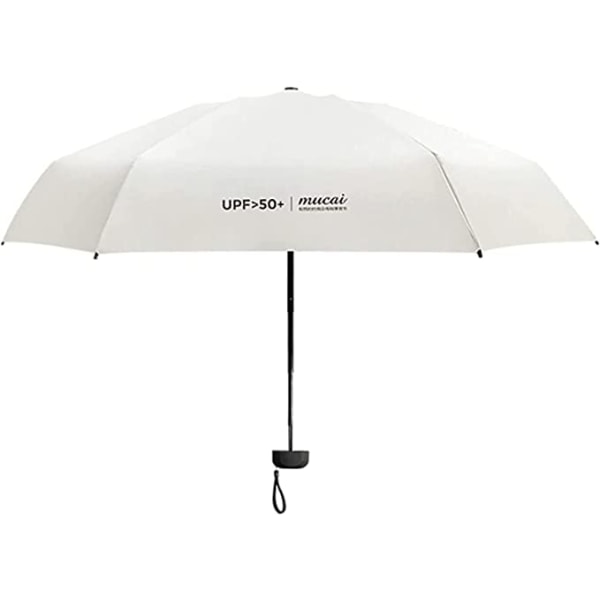 Hvid-foldbar paraply bærbar lommeparaply solbeskyttelse A
