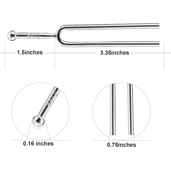 Klaverstemmegaffel, Inkluderer A440Hz Rustfrit Stålstemmegaffel, C