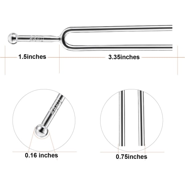 Klaverstemmegaffel, Inkluderer A440Hz rustfritt stål stemmegaffel, C