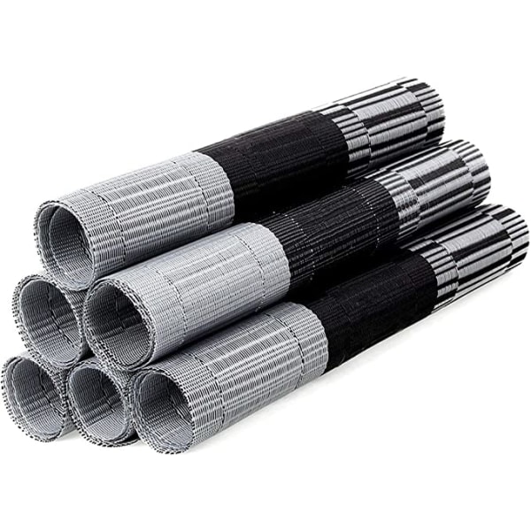 6 stk skridsikre PVC dækkeservietter (sølvgrå), vaskbare dækkeservietter (4 stk.