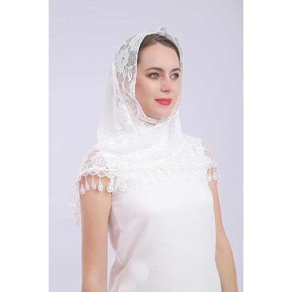 Triangel spets slöja Mantilla slöja sjal eller halsduk Latin mass huvudbonad