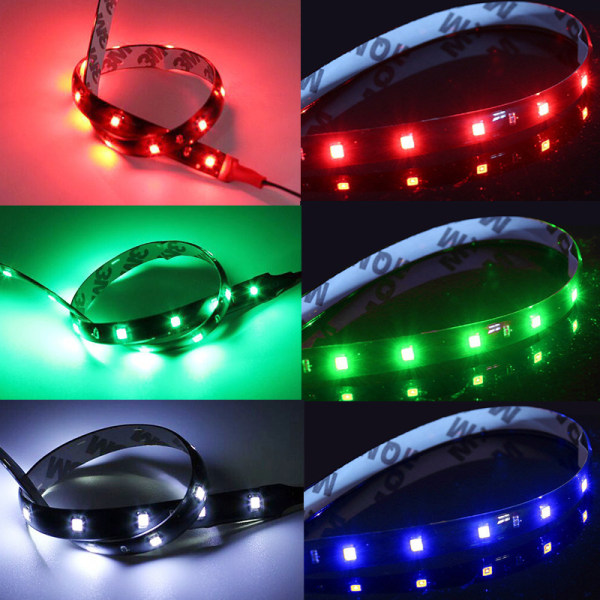 5 Pack Multi Color LED Strip Lys 12V Vandtæt til Auto Car