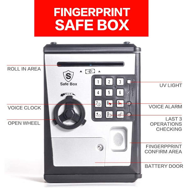 Legetøj Piggy Bank Safe Box Fingerprint ATM Bank ATM Machine Money C