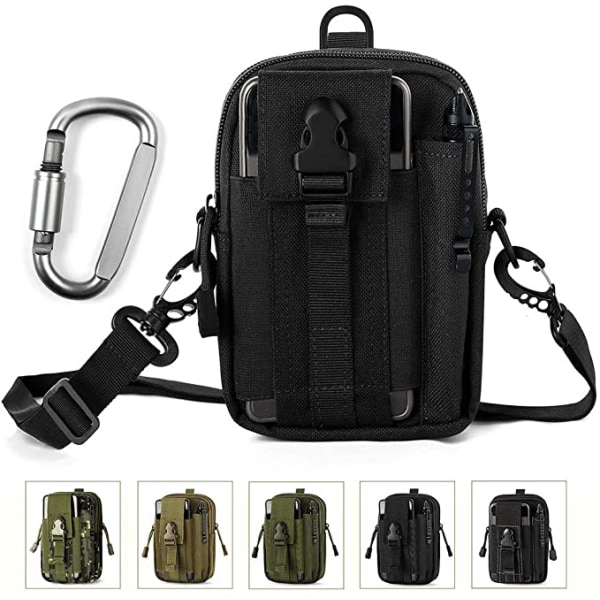 (musta)Tactical Belt Bag, Molle Belt Pouch Monitoimilaukku w