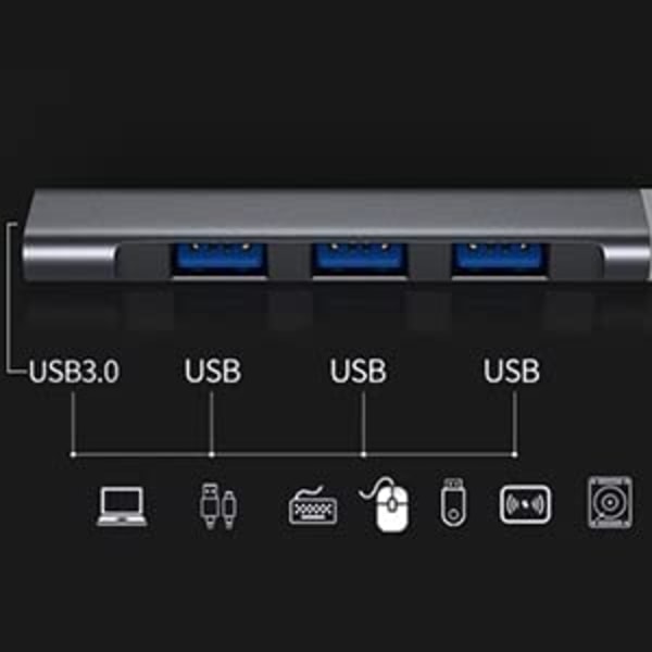 USB C -keskitin 4-in-1 USB-moniliitäntäsovitin, jossa 1 USB 3.0 -portti USB H