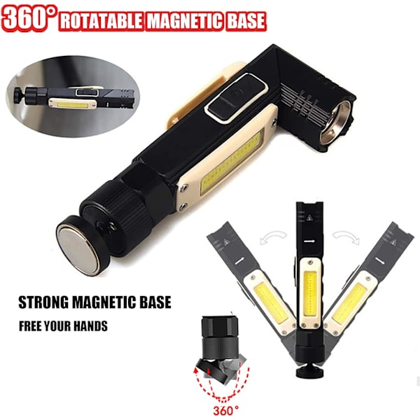 1000 Lux genopladelig LED lommelygte, mini lommelygte (5 tilstande),