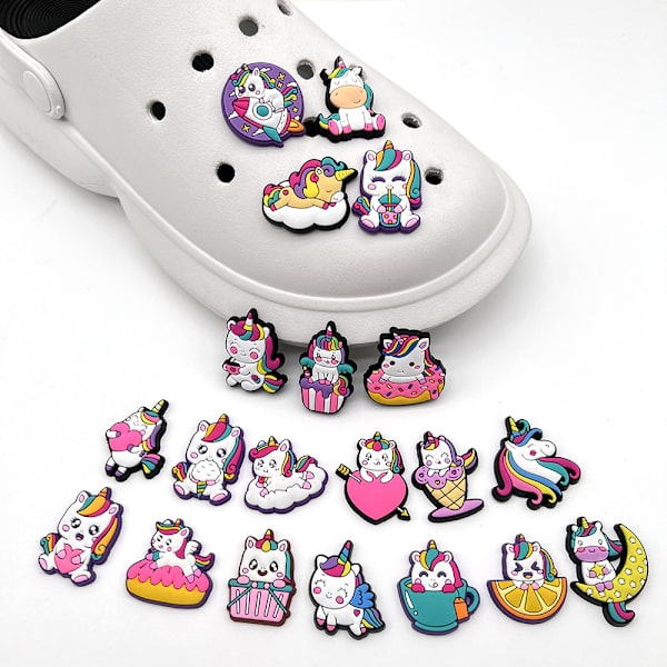 20 stk. 3D Clog Sandaler Smykker (Enhjørning), Sko Charms, Søde