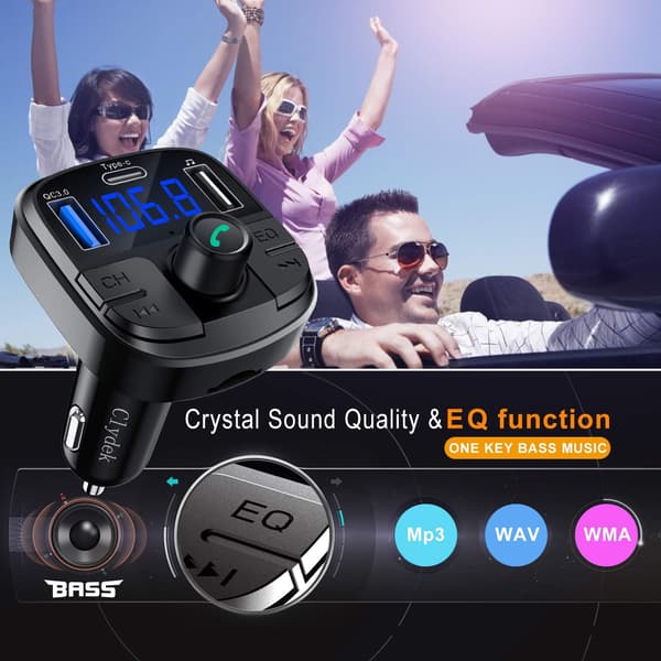 Bluetooth 5.0 FM-sender, håndfri bilkit med QC3.0 USB P