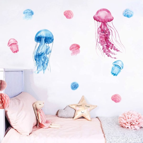 Kesä meduusa seinätarrat Personoitu kylpyhuone PVC ikkuna S