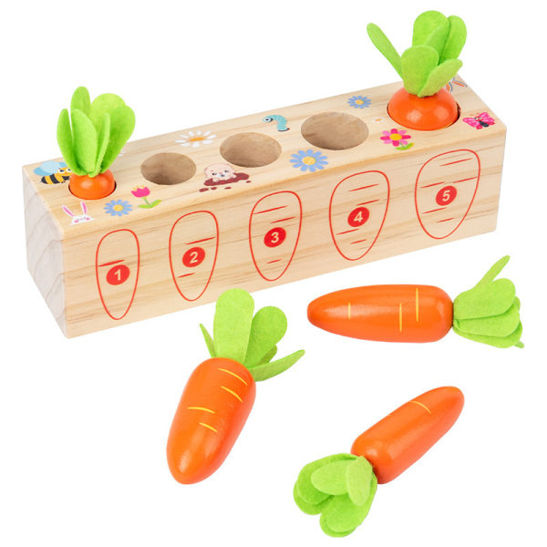 Gulerodsspil med træhåndtag nummer Montessori STEM Finmotor