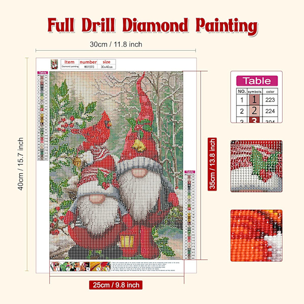 30 x 40 cm, dvärg 5D Diamantmålning Broderi Diamantmålning