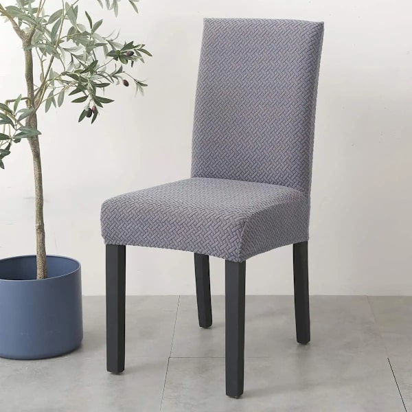 Lang Check Jacquard Mid Back Stolstol Solid Farge Stretch