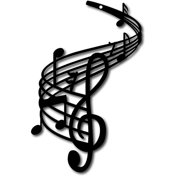 Metalvægkunst Musiknote Dekoration Notation Kunst Diskantnøgle Sort