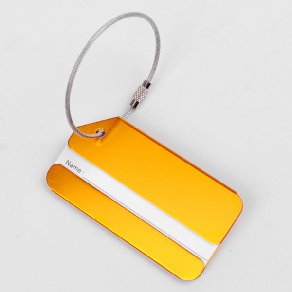 Sæt med 2 (guld) kuffertmærker i aluminium med ID-kort, Bright Col