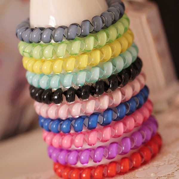Candy Color 10-pack spiralformade hårband, spiralformade elastiska hårband,