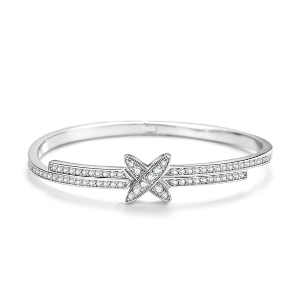 925 Silver Ring Diamond x Letter Bangle Dame Fashion Light Luxu