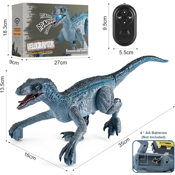 (Grå) Fjärrkontroll Dinosaurie Leksak, Dinosaurie Leksak, Fjärrkontroll