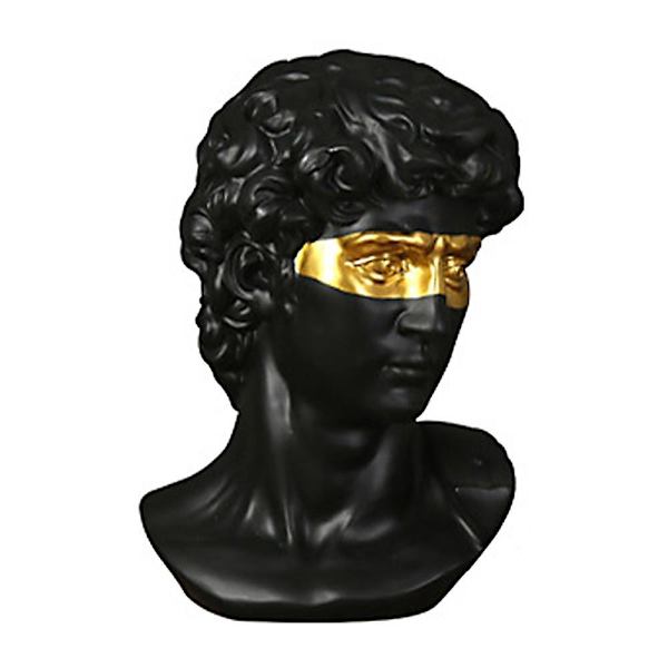 Maskert David-statue i harpikshode byste skulpturkunst ornament H