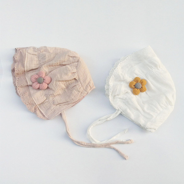 Spets Solros Sommar Baby Cap (Vit 0 - 4 månader) Flicka Bomull