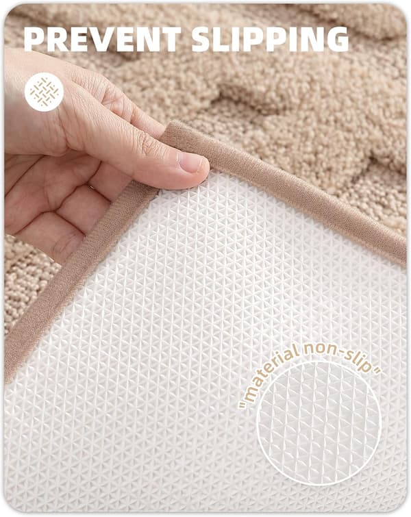 Sklisikker badematte 40x60cm Beige, absorberende og vaskbart baderom Khaki