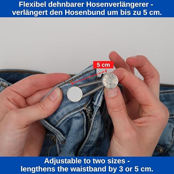 Set med 8 bältesförlängare, knappförlängare, elastisk knappförlängare