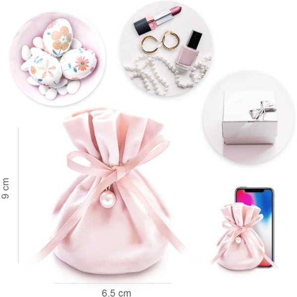 10 stk (enkelt fløyel) rosa fløyels gaveposer. Bruk som poser,