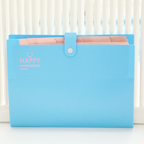 Sky Blue Mapp Skyddad Dokumentmapp Expanderbar A4 Dragspel Organisera