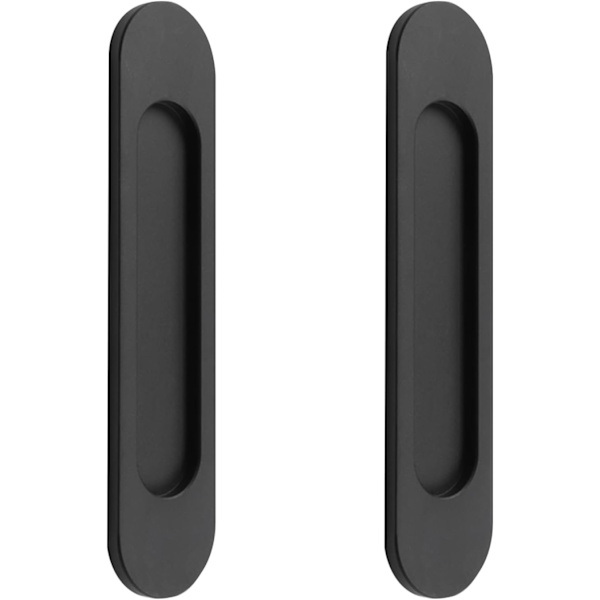 Selvklebende matt sort aluminium oval skyvedørhåndtak, 2-pak